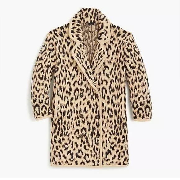 J. Crew Jackets & Blazers - J. Crew Double breasted sweater coat in leopard
